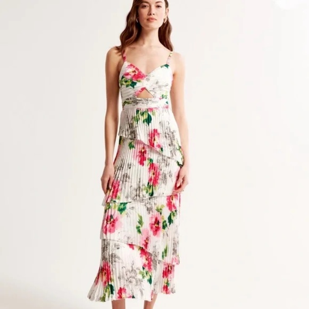 NWT Abercrombie Floral Pleated Midi Dress